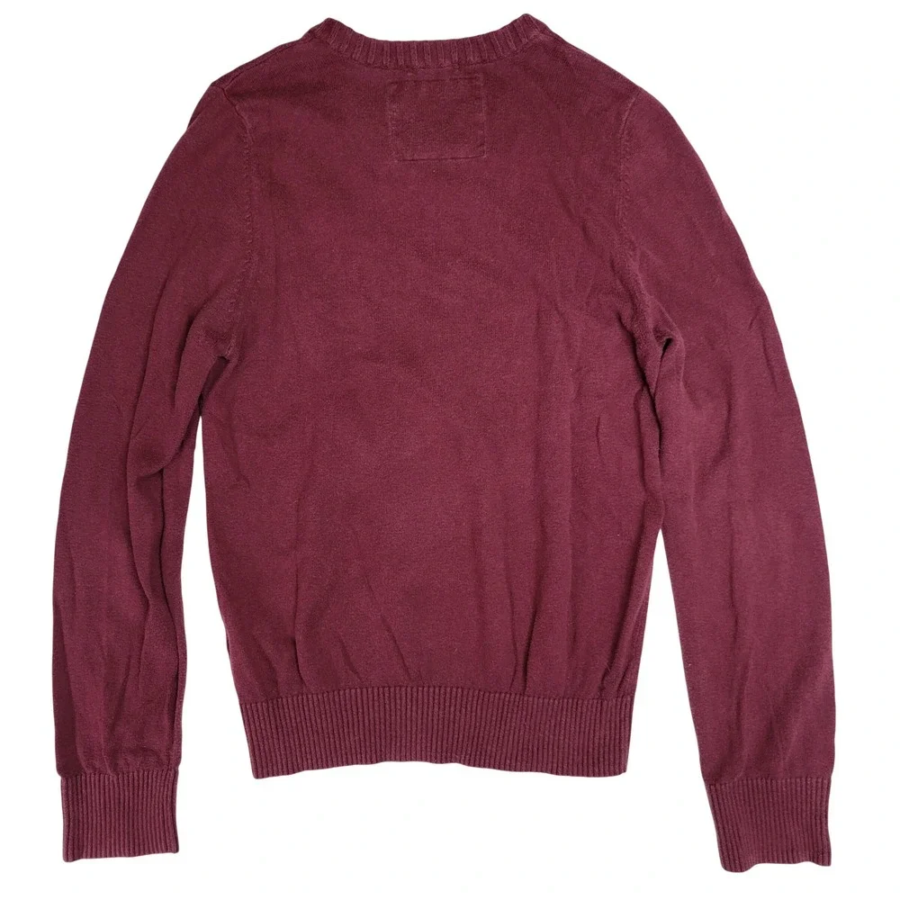 Abercrombie & Fitch‎ Mens Muscle Fit V-Neck Sweater Large Burgundy Maroon Logo